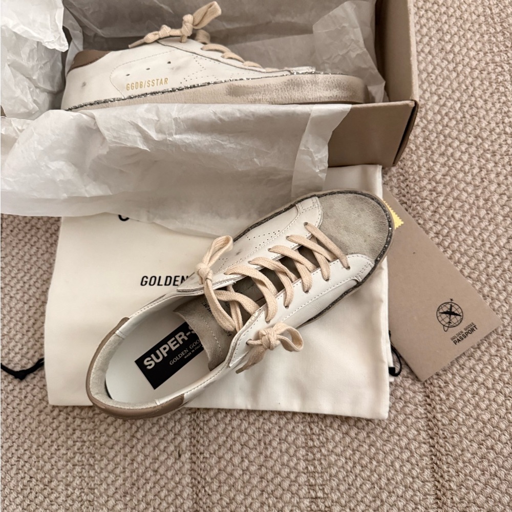 Golden Goose Women's Cream and Gray Sneakers Brand New, In Box